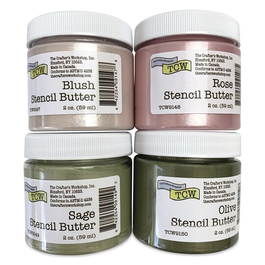 The Crafter's Workshop; Stencil Butter Acrylic Paints - Pkg of 4, Petals and Herbs, 2 oz; Category:Acrylic Paint Sets; Image:1